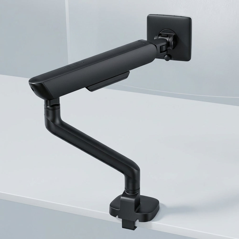 Alberenz® Enkele Monitorarm - Tot 40 inch - met USB-C & USB-A - Zwart