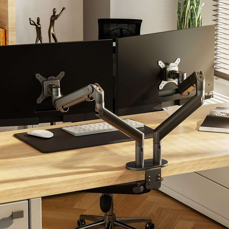 Alberenz® Dubbele Monitorarm Met Gasveer Donkergrijs