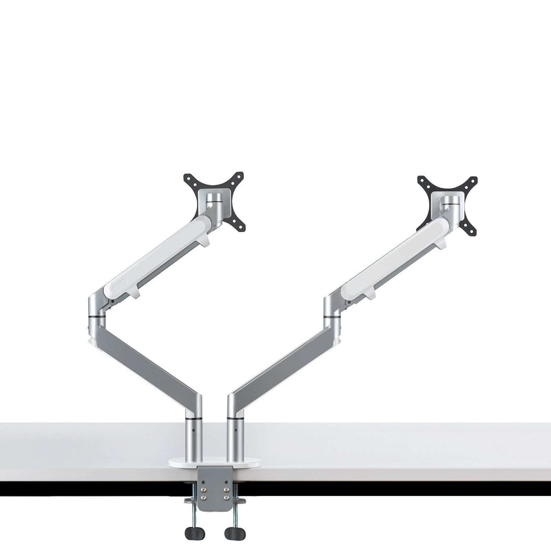 Alberenz® Dubbele Monitorarm Met Gasveer Zilver