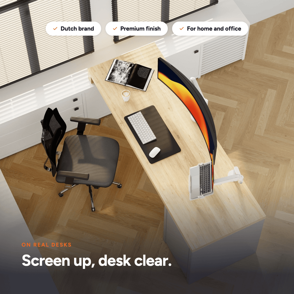 Alberenz® robustní plynový držák monitoru, bílý (až do 57 palců)
