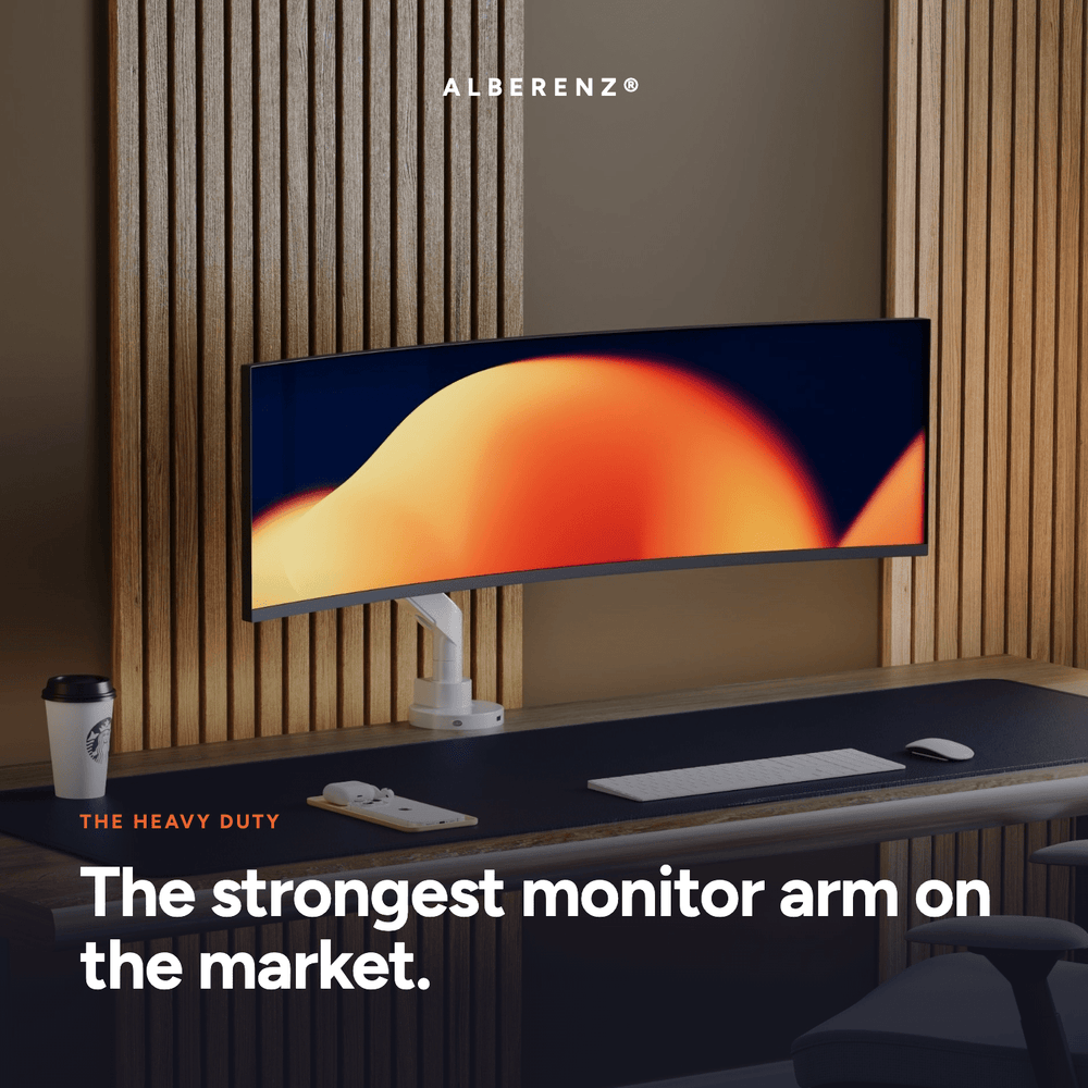 Alberenz® robustní plynový držák monitoru, bílý (až do 57 palců)