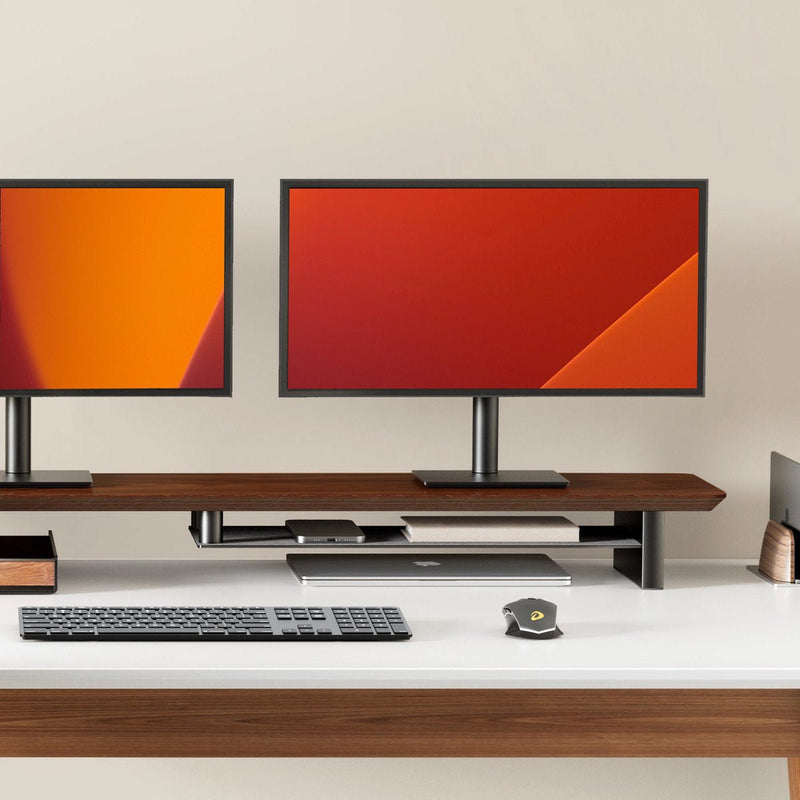 Alberenz® Walnoot Houten Monitorverhoger - 2 Monitoren