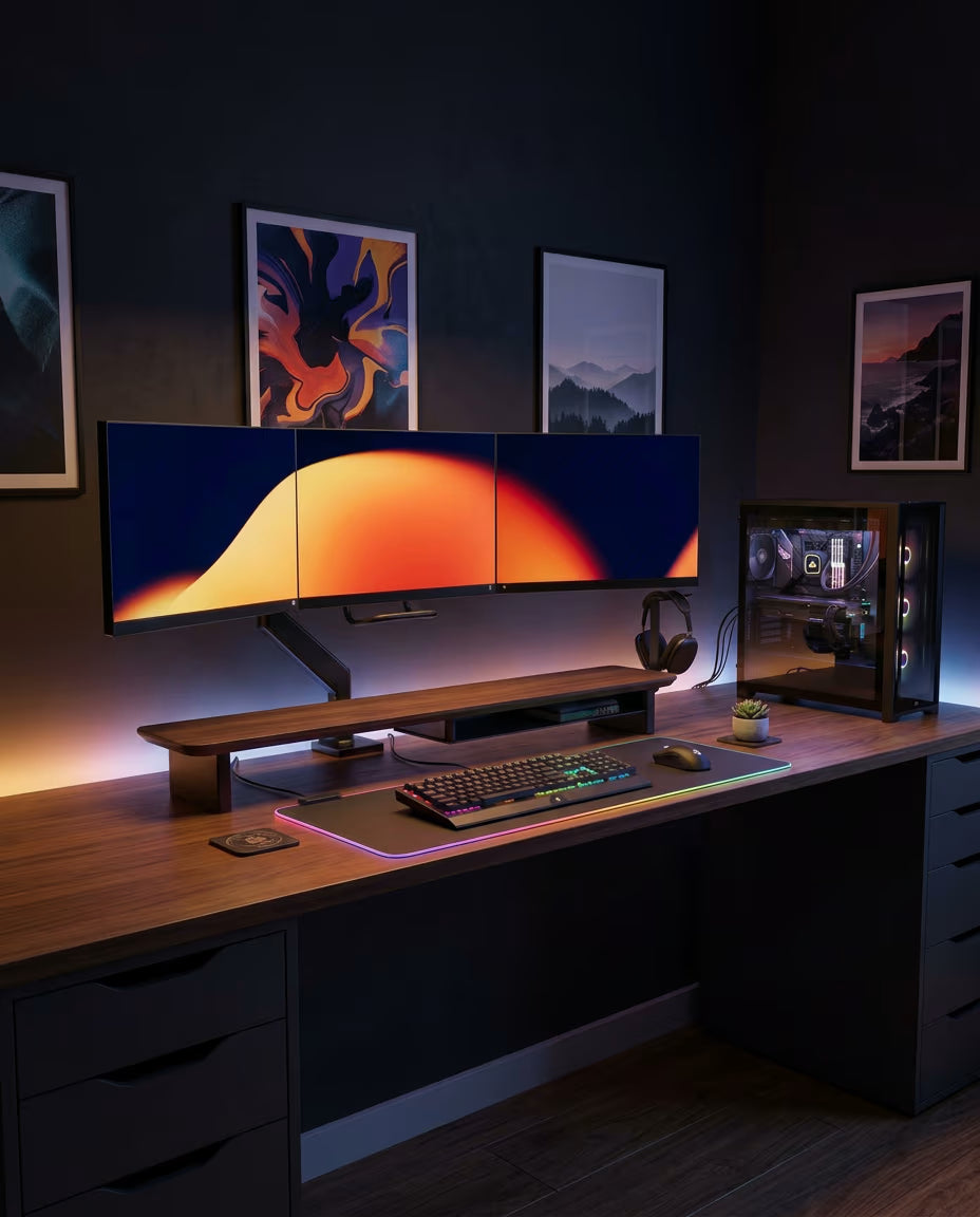 Alberenz® Walnoot Houten Monitorverhoger - 2 Monitoren