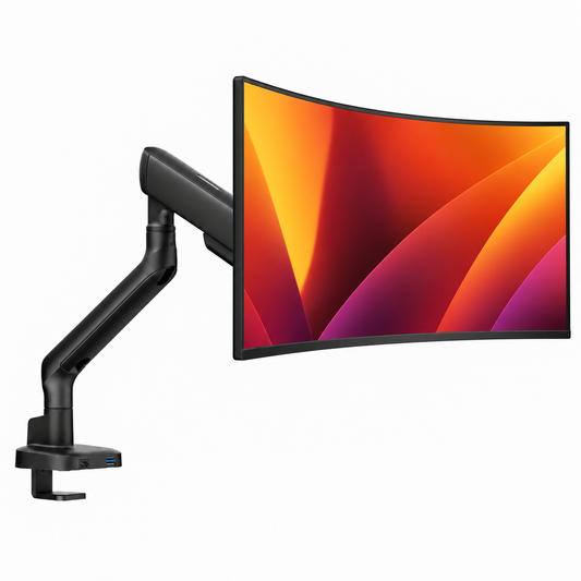 Alberenz jednočepový držák na monitor s plynovou pružinou - až do 40 palců - s USB - černý