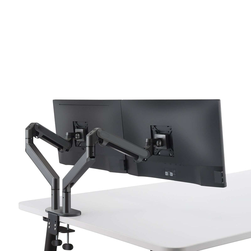 Alberenz® Dubbele Monitorarm Met Gasveer Donkergrijs