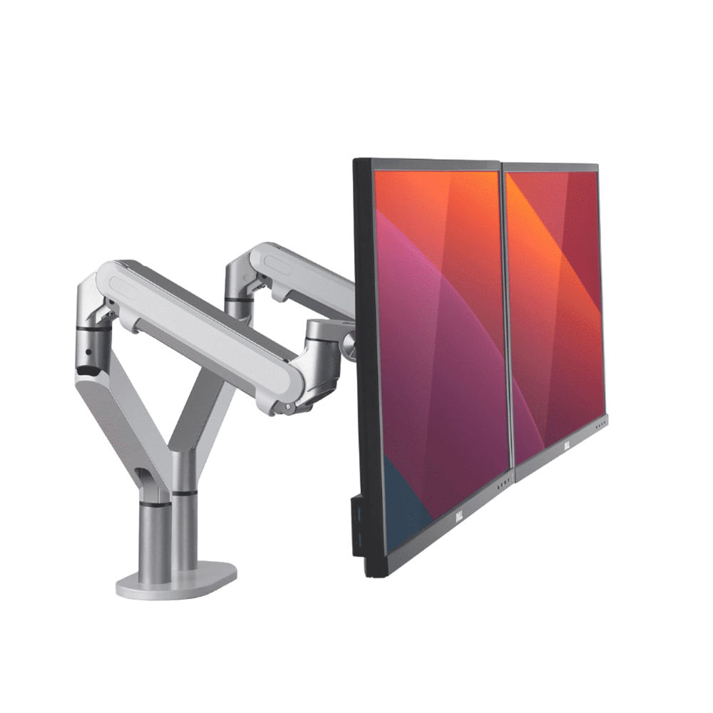 Alberenz® Dubbele Monitorarm Met Gasveer Zilver