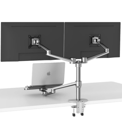 Alberenz Double Monitor Arm With Laptop Mount Silver - Alberenz - 