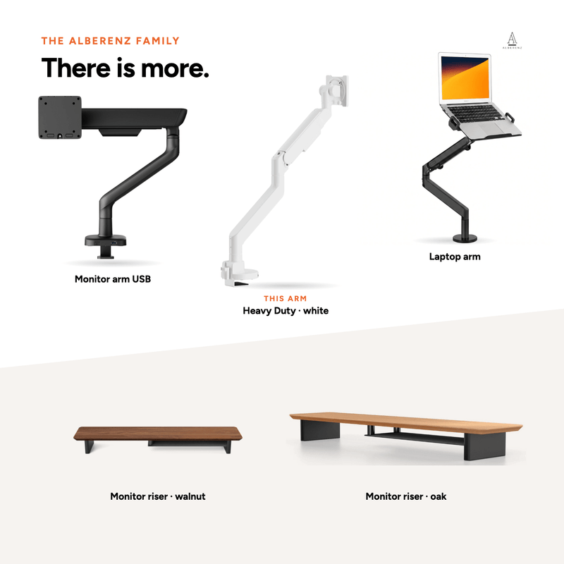 Alberenz® robustní plynový držák monitoru, bílý (až do 57 palců)