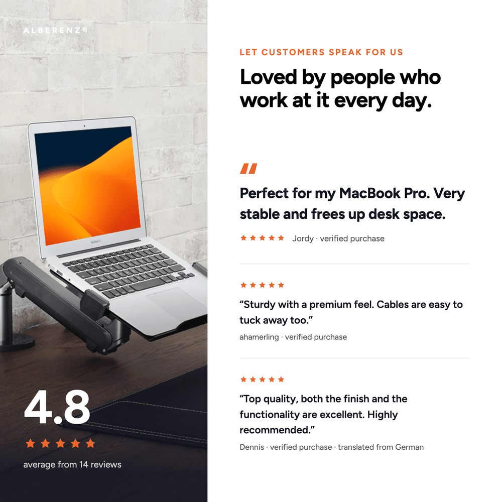 Alberenz® plynové rameno na notebook – tmavě šedé
