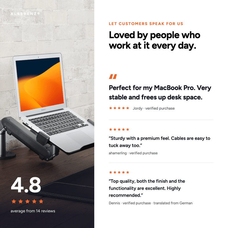 Alberenz® plynové rameno na notebook – tmavě šedé