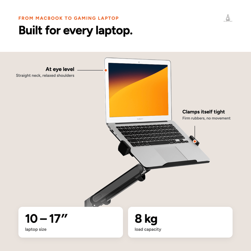 Alberenz® plynové rameno na notebook – tmavě šedé