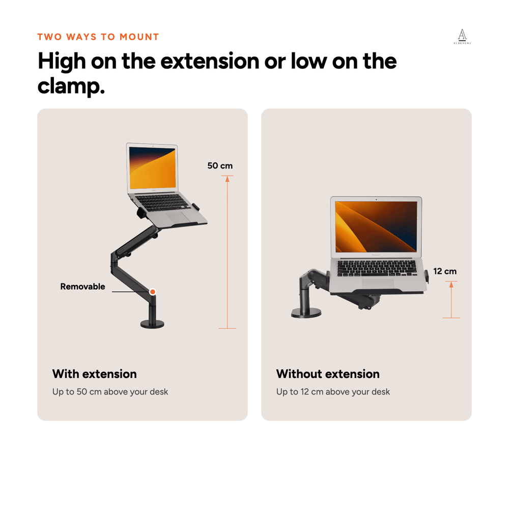 Alberenz® plynové rameno na notebook – tmavě šedé