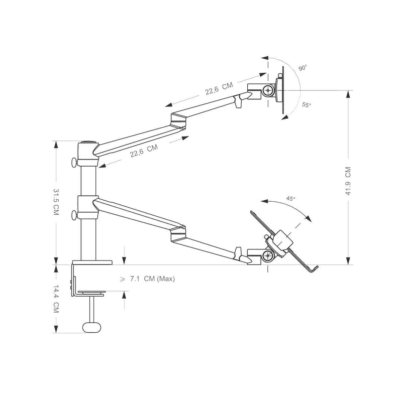 Alberenz® Rameno na notebook a monitor, stříbrné