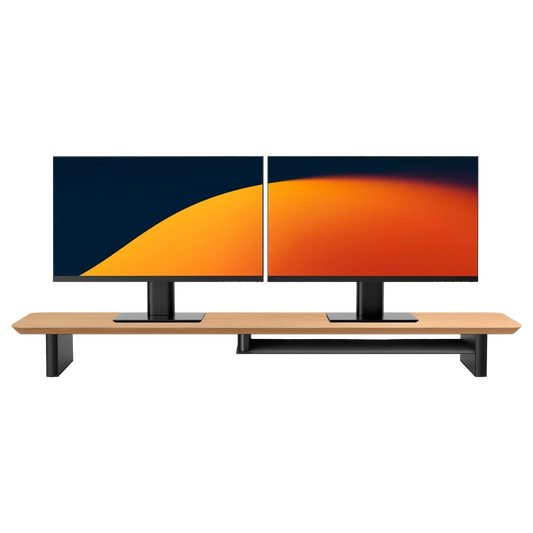 Alberenz® Oak Wooden Monitor Riser - 2 Monitors - Alberenz - Monitor riser