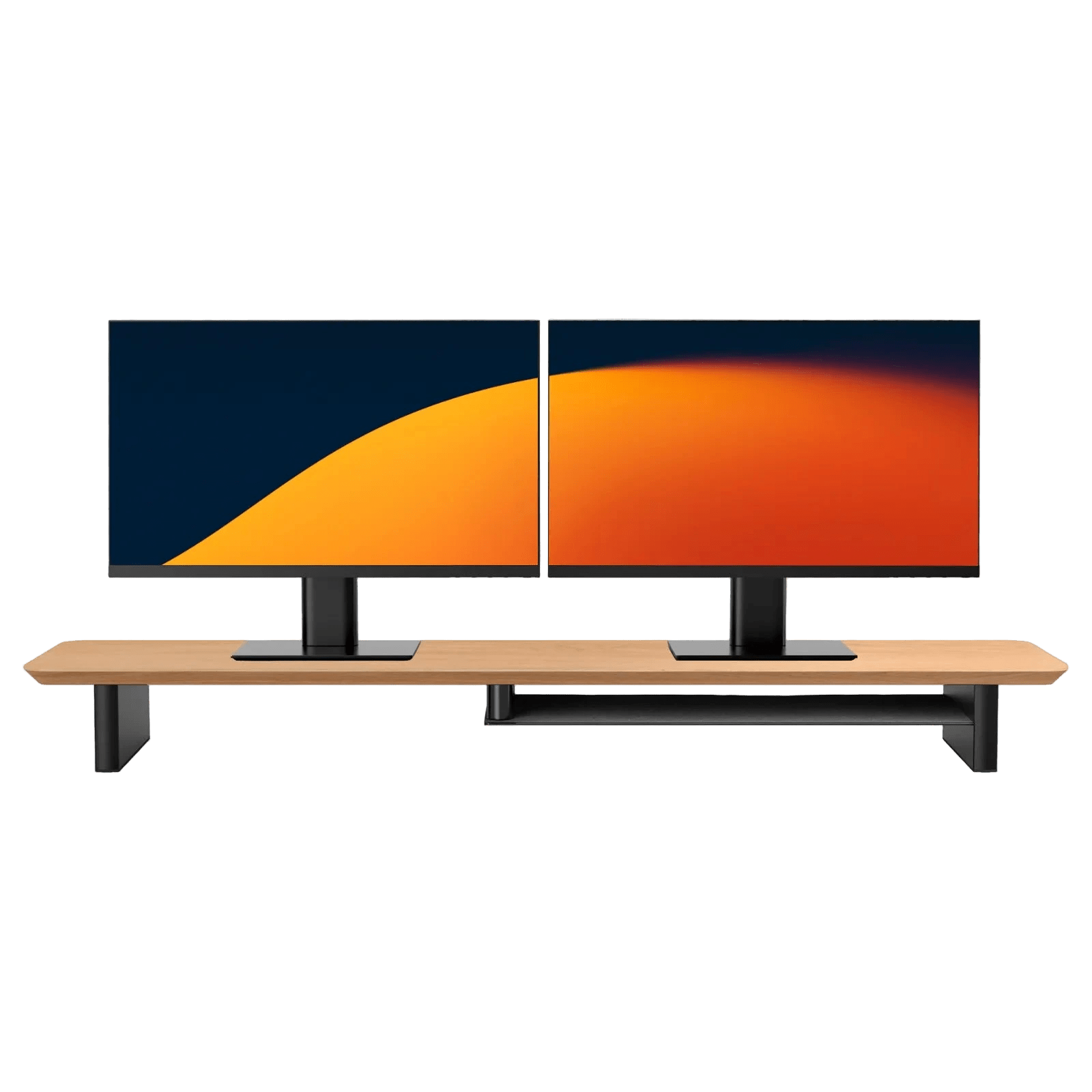 Alberenz® Oak Wooden Monitor Riser - 2 Monitors - Alberenz - Monitor riser