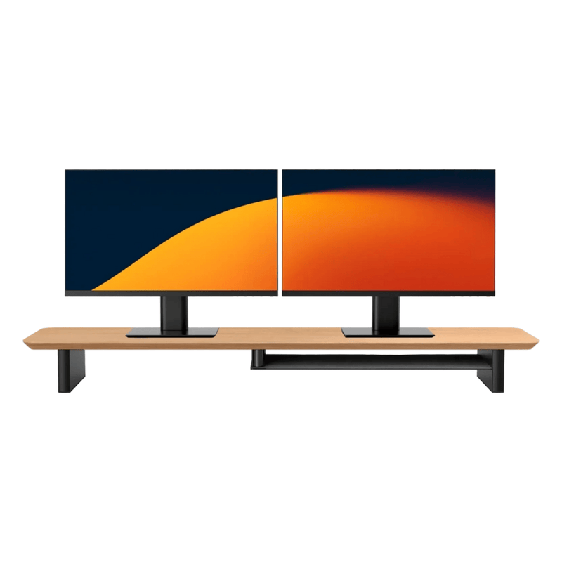 Alberenz® Oak Wooden Monitor Riser - 2 Monitors - Alberenz - Monitor riser