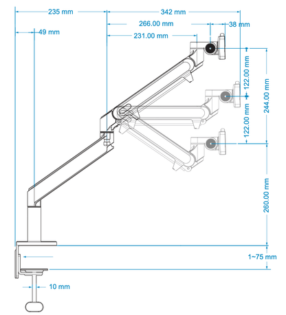 Alberenz® Single Monitor Arm Gas Spring Silver - Alberenz - 