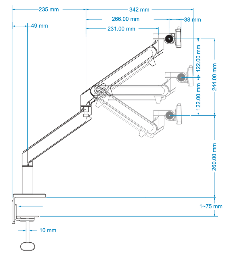 Alberenz® Enkele Monitorarm Gasveer Zilver