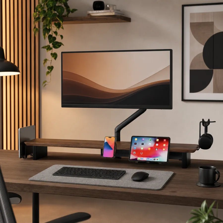 Alberenz® Enkele Monitorarm - Tot 40 inch - met USB-C & USB-A - Zwart