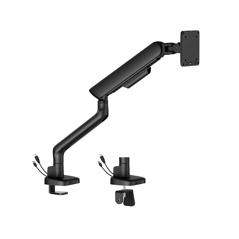 Alberenz® Enkele Monitorarm - Tot 40 inch - met USB-C & USB-A - Zwart