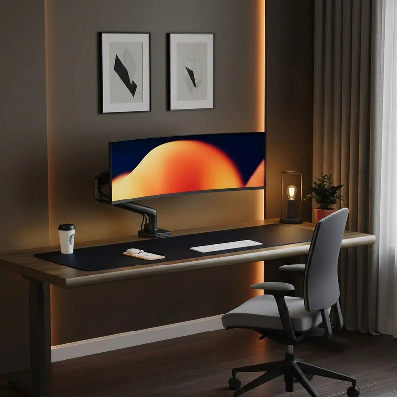 Alberenz® Enkele Monitorarm - Tot 40 inch - met USB-C & USB-A - Zwart