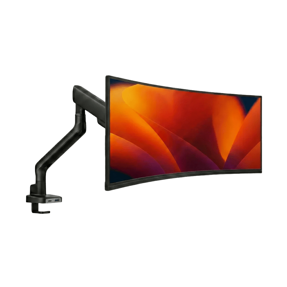 Alberenz® Enkele Monitorarm - Tot 40 inch - met USB-C & USB-A - Zwart