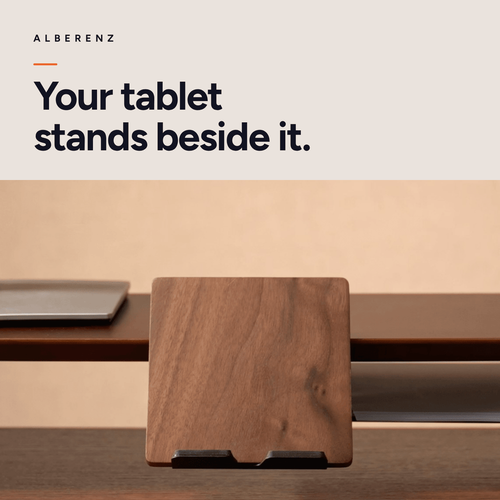 Bundel: monitorverhoger van walnoot + MagSafe-oplader + laptopstandaard + tablethouder + hoofdtelefoonhouder