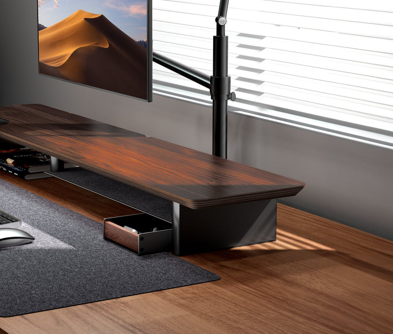 Alberenz® Walnoot Houten Monitorverhoger - 2 Monitoren