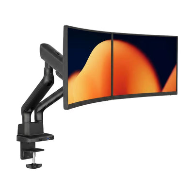 Alberenz držák na dvojitý monitor s plynovou pružinou - až do 35" - s USB - černý