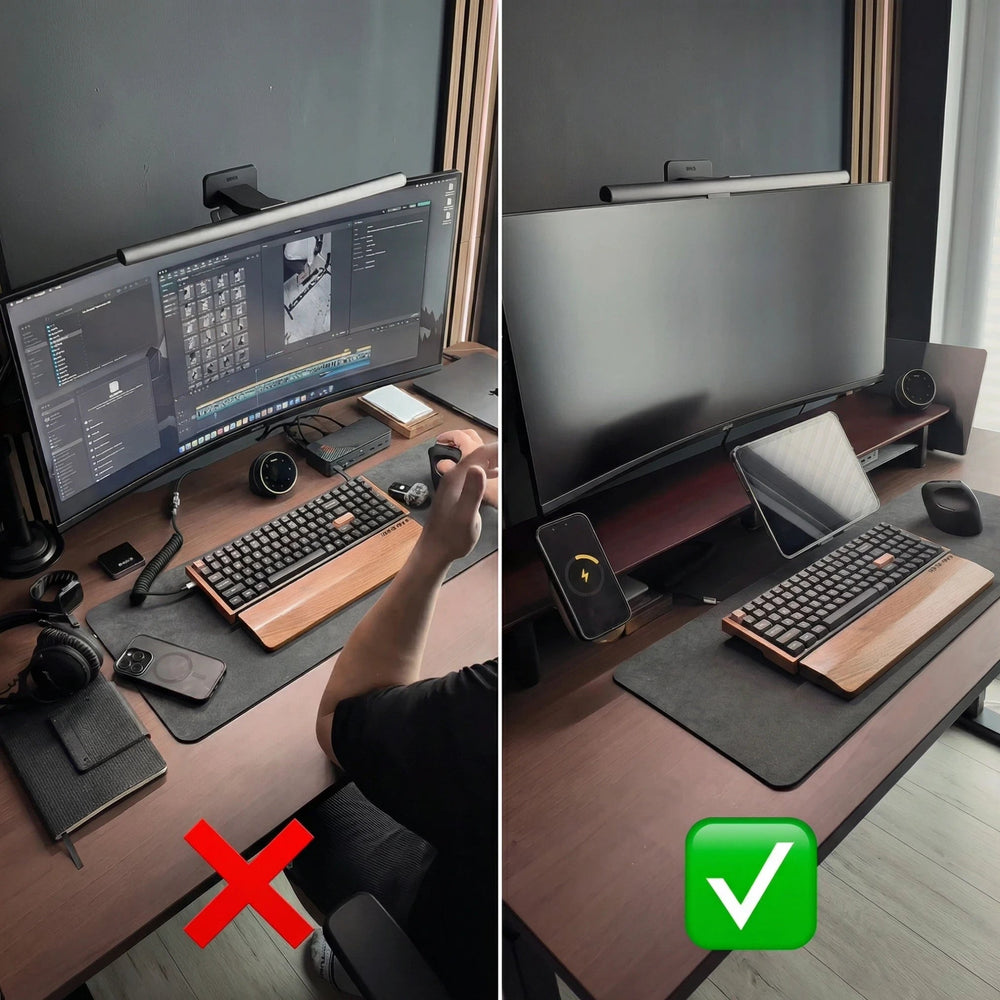 Alberenz® Walnoot Houten Monitorverhoger - 2 Monitoren