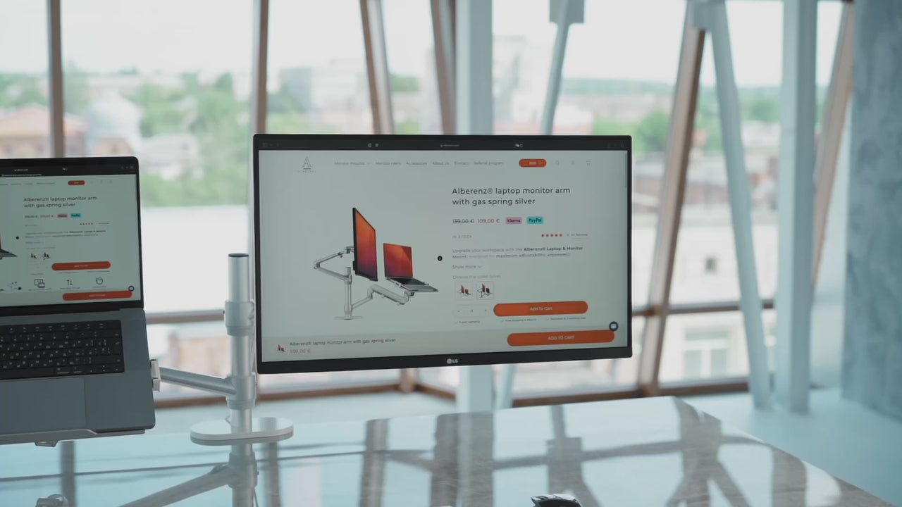 Alberenz® laptop monitorarm met gasveer zilver